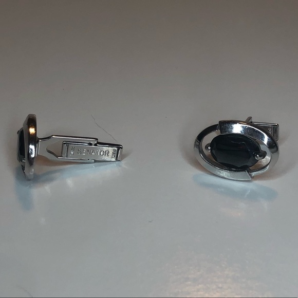 Vtg Sherman Senator Hematite Cufflinks .9” EUC - Picture 4 of 6